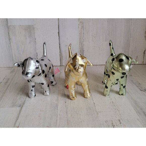 Victoria's Secret metallic gold dog plush set decor collectible polka dot - Picture 1 of 10